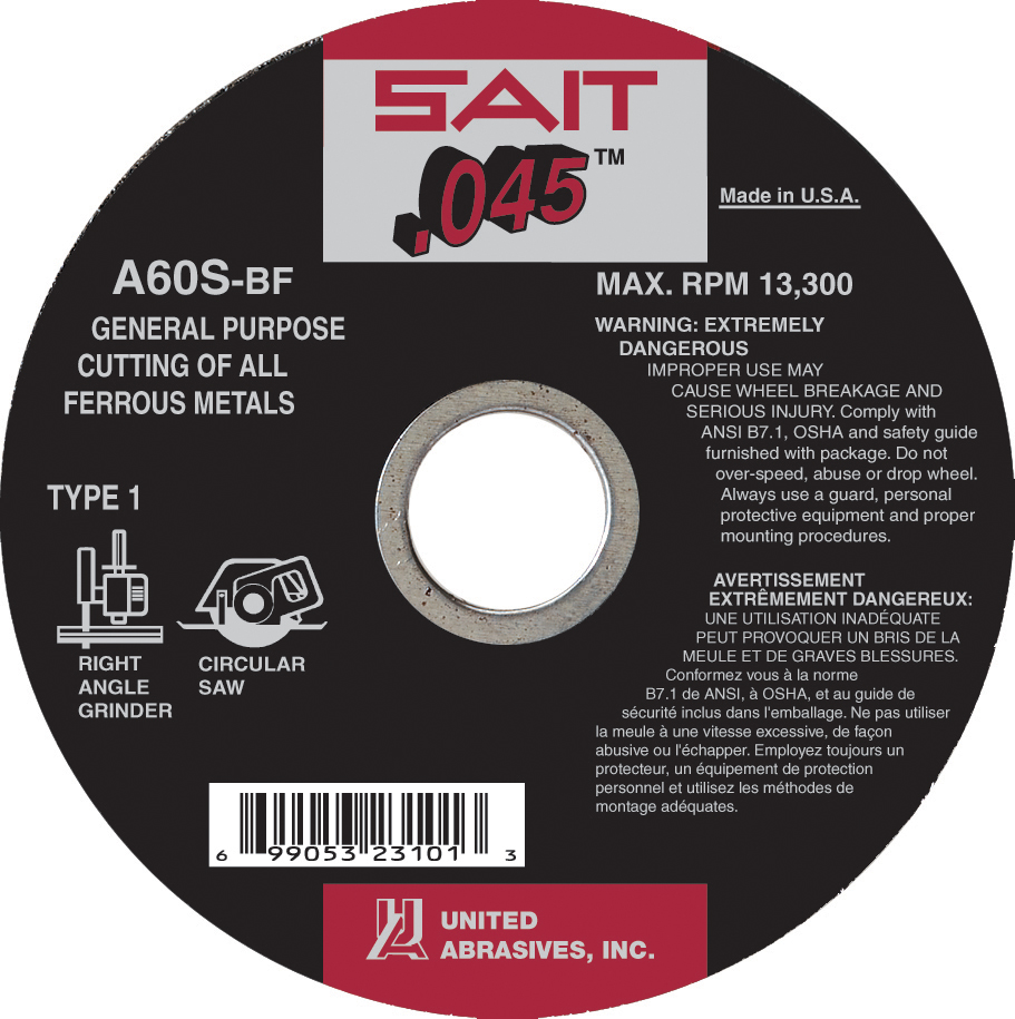 SAIT 23101 - Corte fierro tipo 1 4-1/2" X .045" X 7/8" A60S