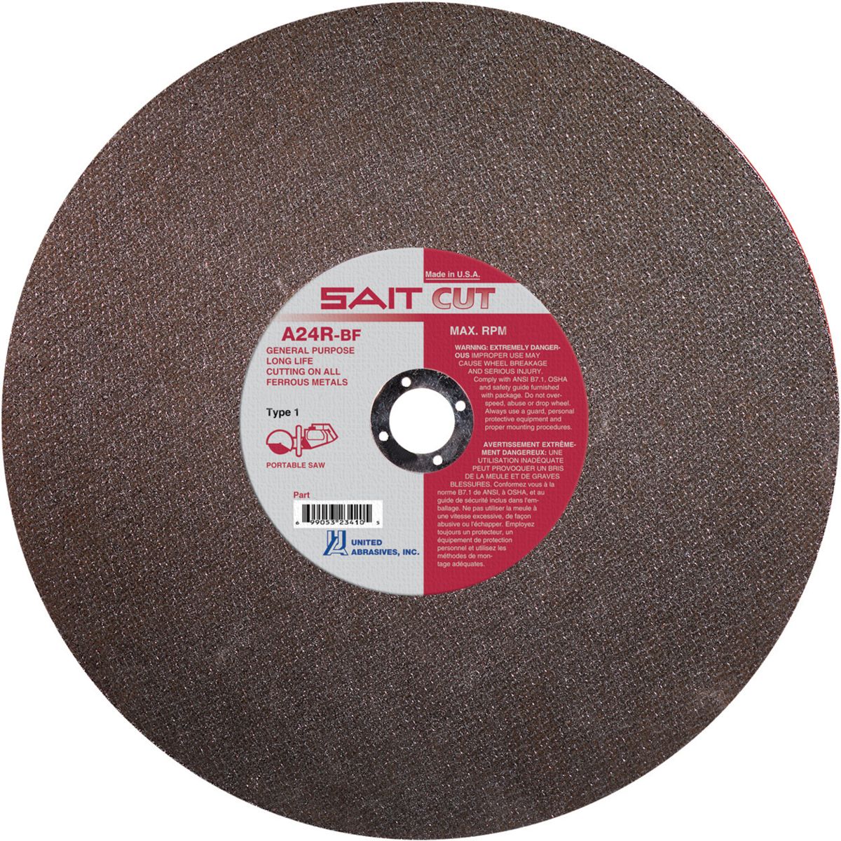 SAIT 23410 Corte fierro tipo 1 12" X 1/8" X 1" A24R